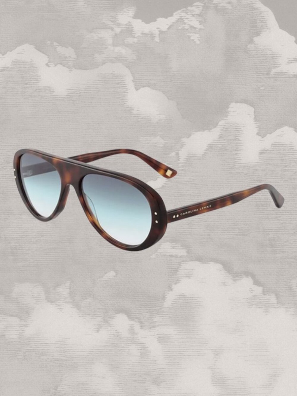 CAROLINA LEMKE BERLIN Aviator Tortoise Shell Sunglasses Blue lenses